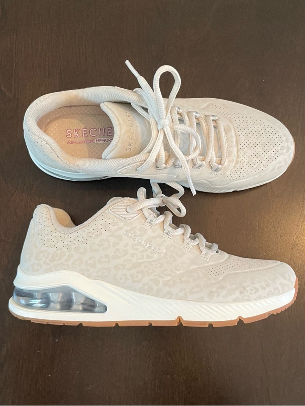 Skechers Women's Light Beige/White Air-Cushion Sneakers